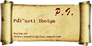 Pászti Ibolya névjegykártya